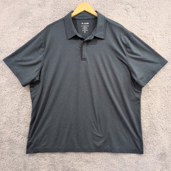 01.Algo Performance Men's Polo Shirt Short Sleeve Teal Heathered Size 2XL UPF 40 - Picture 1 of 8